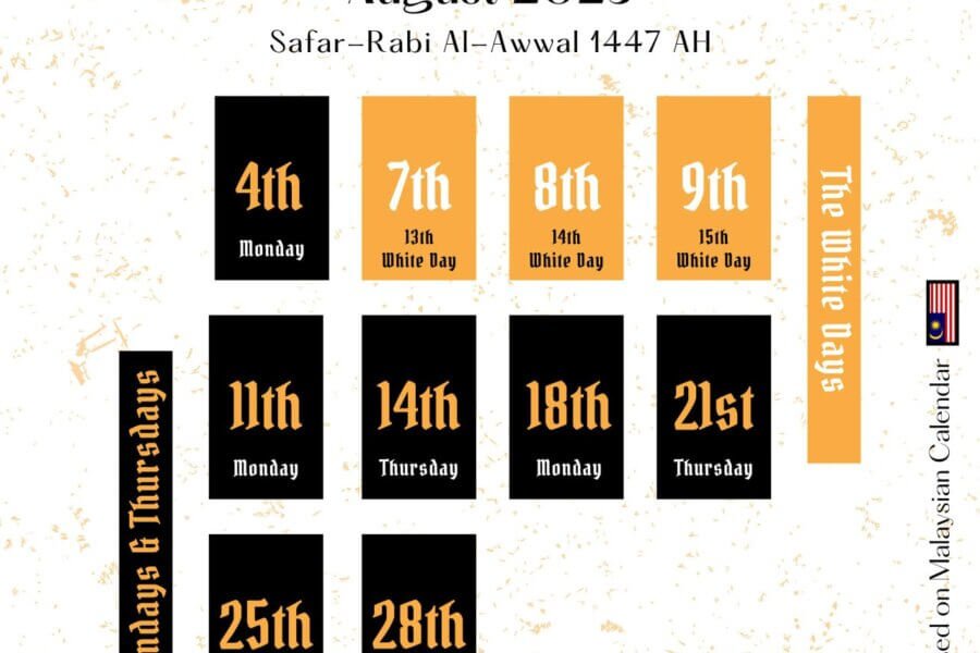 August 2025 Fasting Calendar